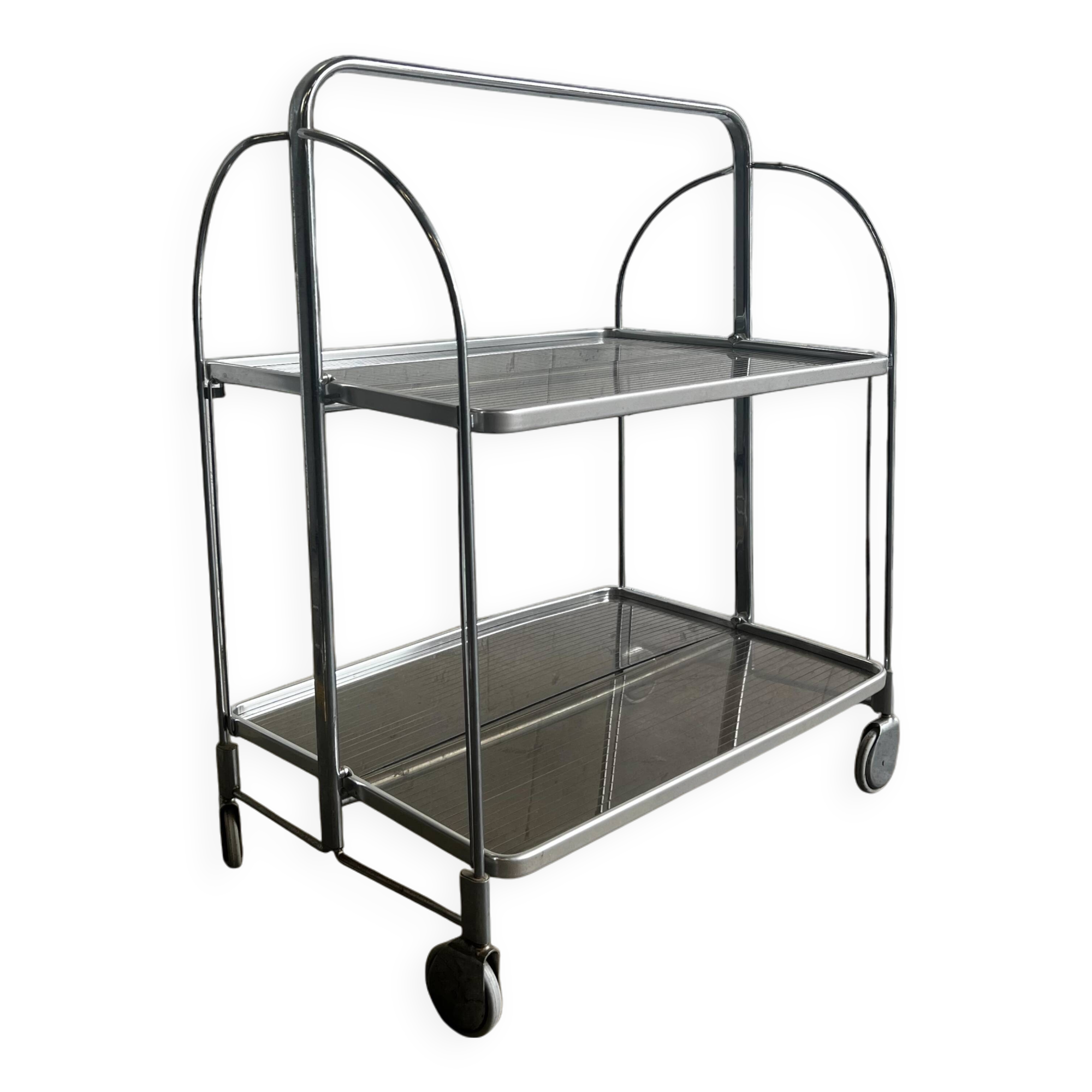 Vintage Folding Bar Cart/Side Table on Wheels