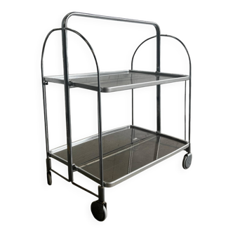Chariot de bar pliable vintage/table d'appoint sur roulettes