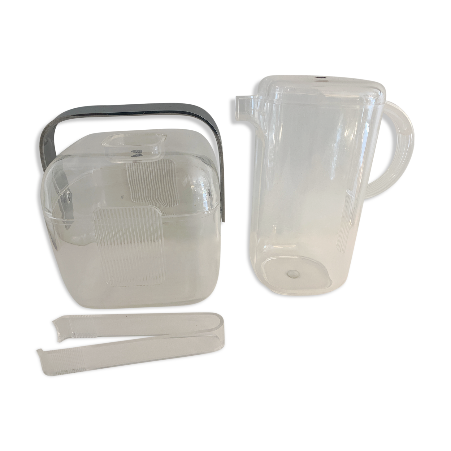 Transparent ice bucket and pitcher, Italian design Guzzini, 1970