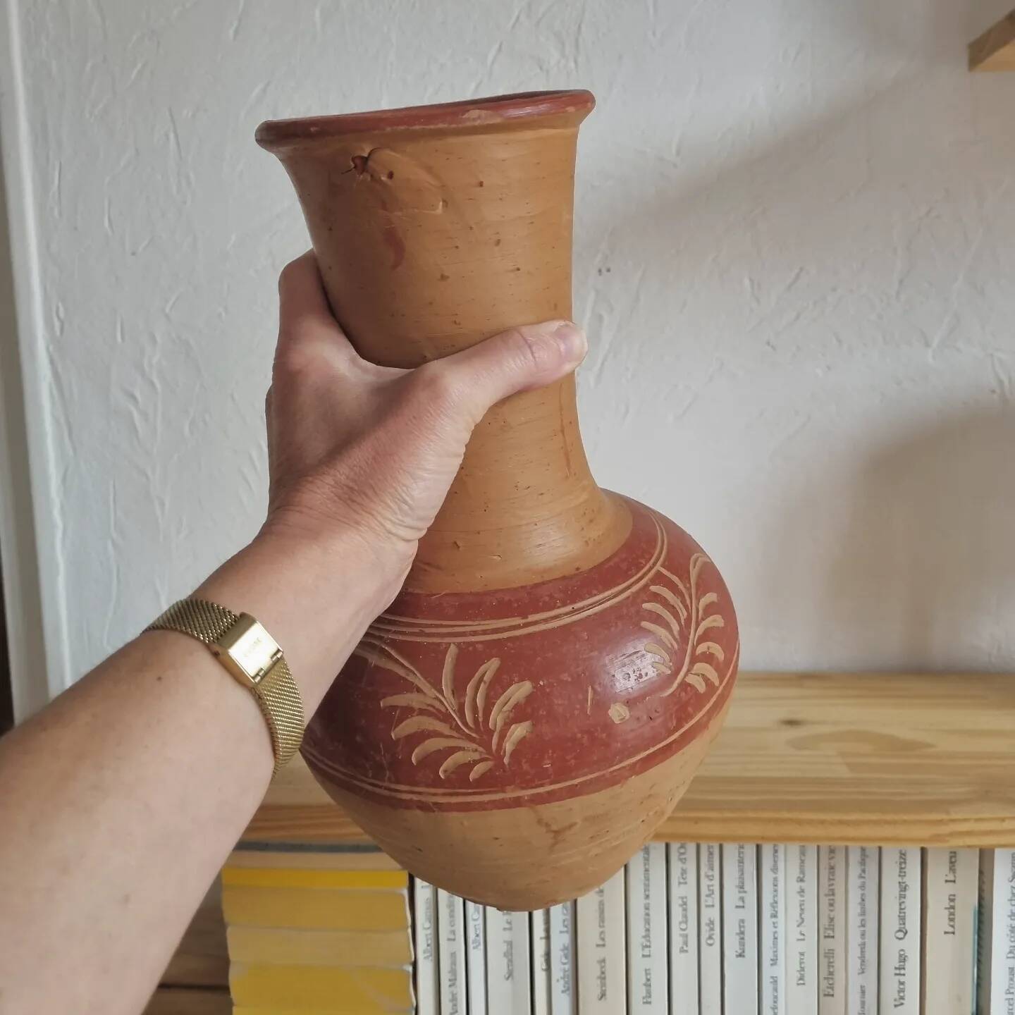 Antique handcrafted terracotta vase