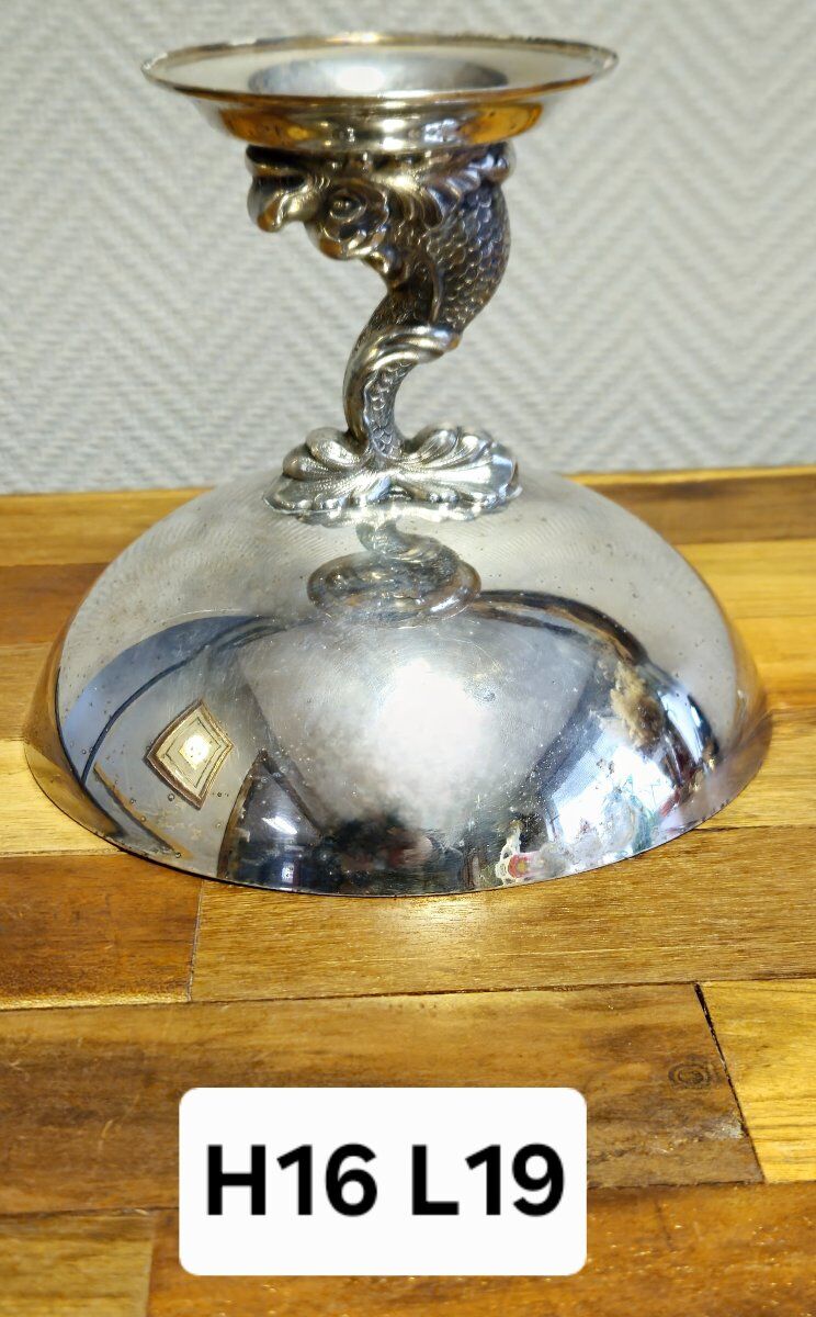 Silver-plated metal stand – dolphin decoration – menesés spain