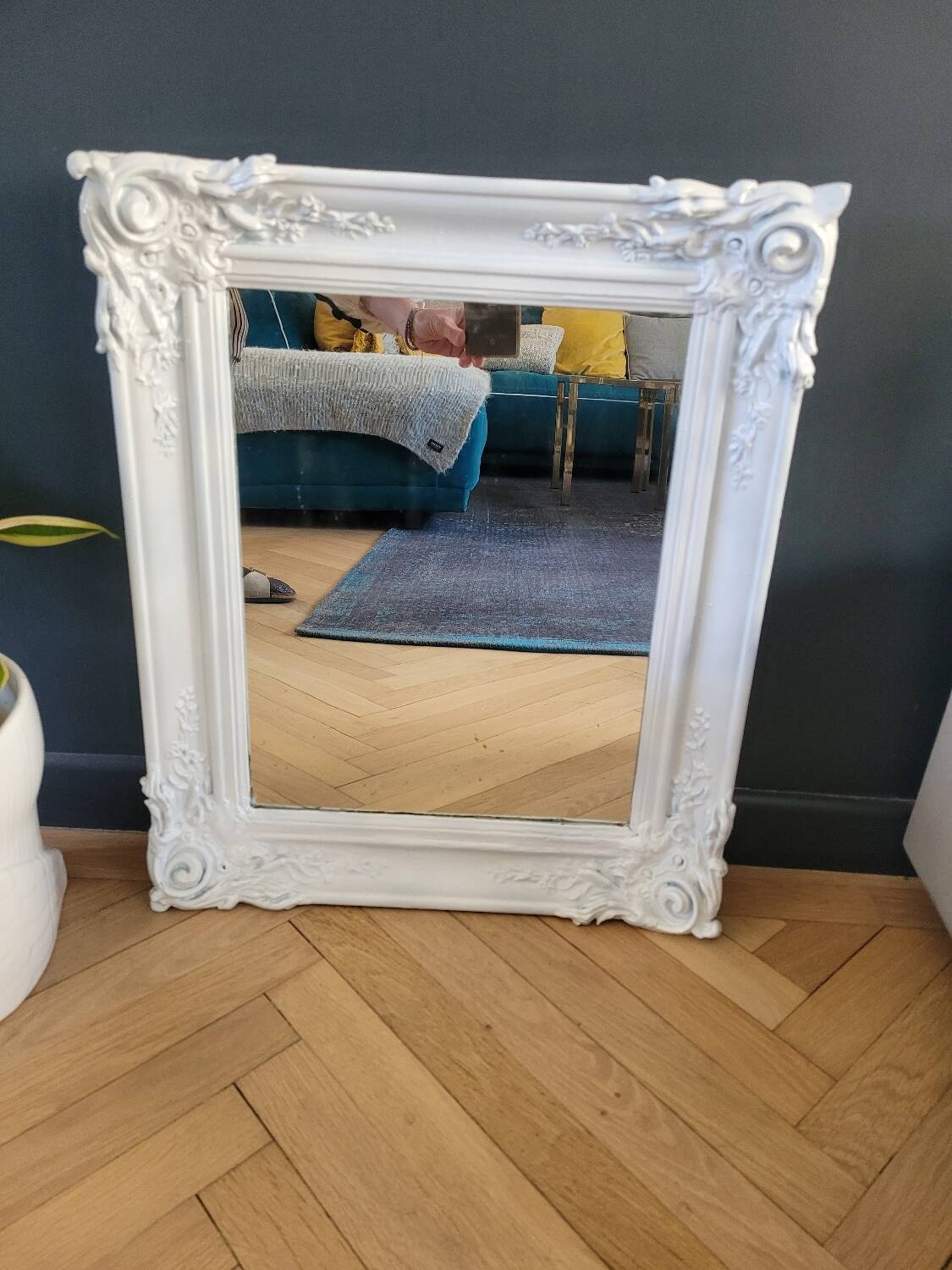 Antique mirror with painted wooden frame