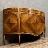 Important Louis XVI chest of drawers with half-moon marquetry doors