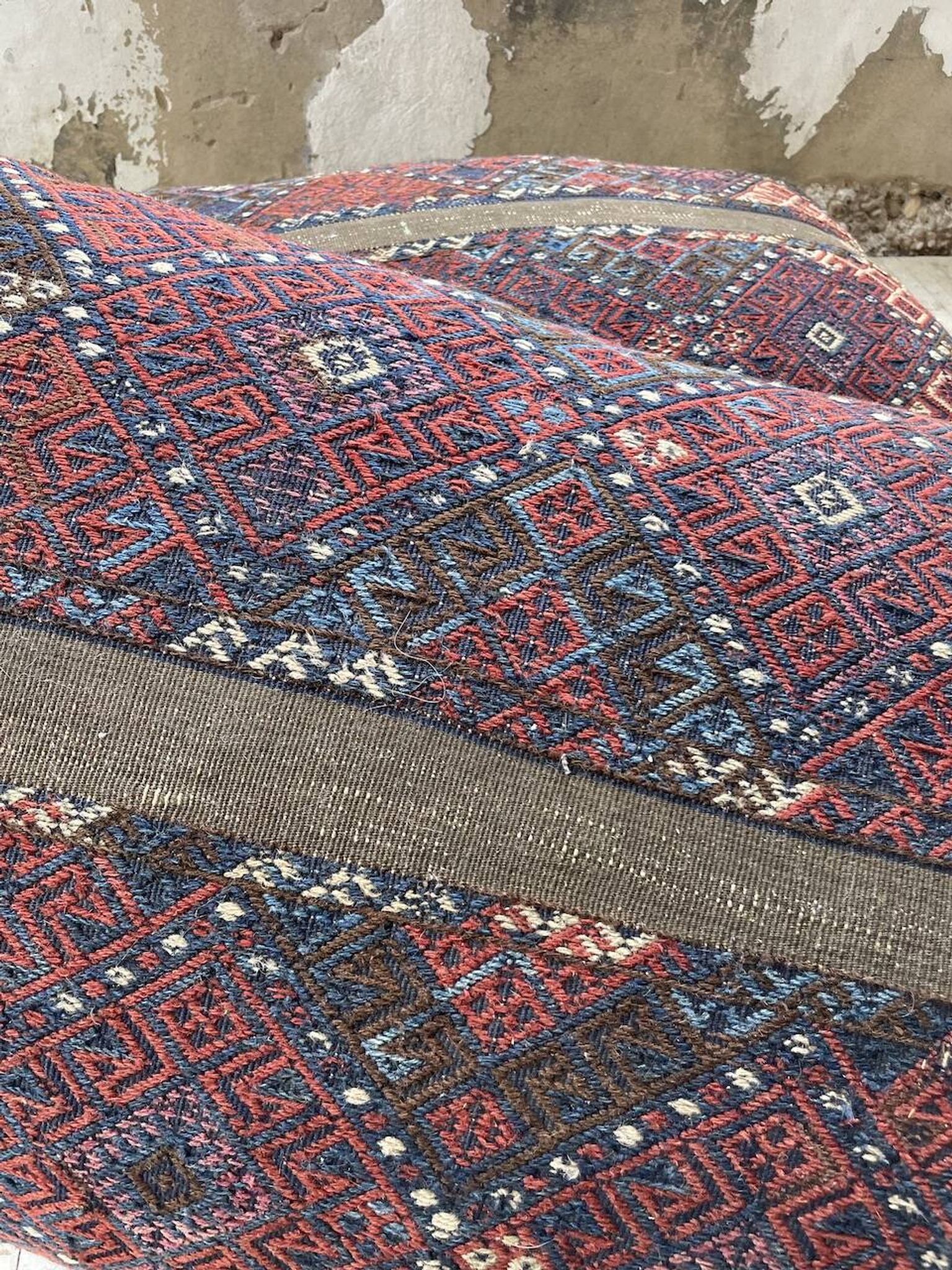 Pair of vintage XXL Kilim cushions