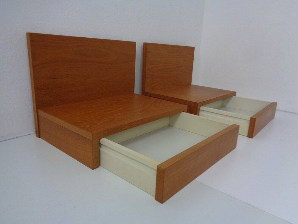 Teak Consoles with Drawers, 1960s, Set of 2