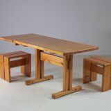 Table of solid pine arcs with extension, France 1970