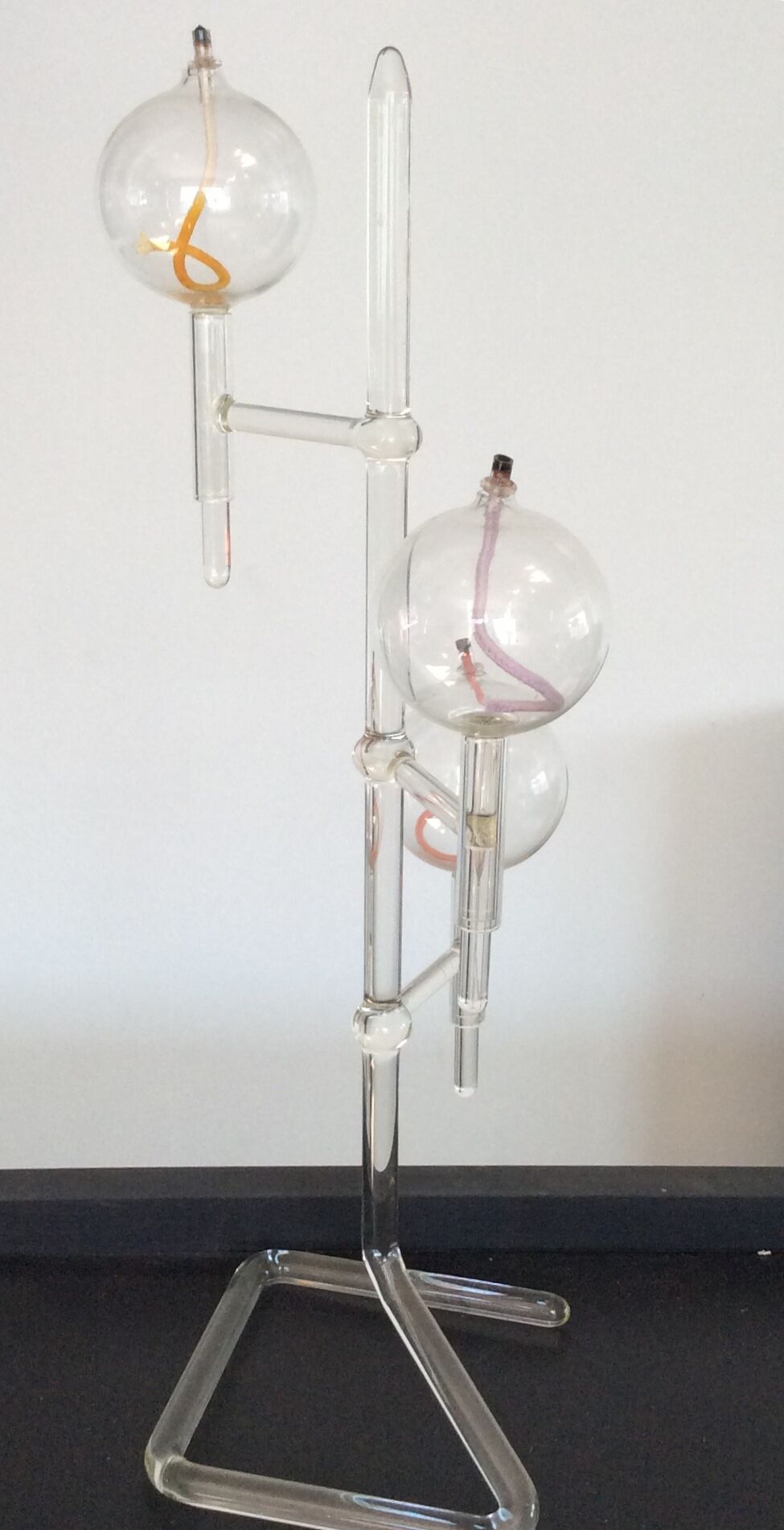 Vintage blown glass oil lamp
