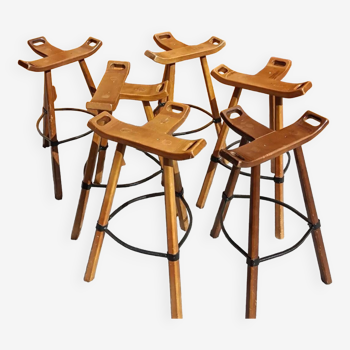 Set of six brutalist stools