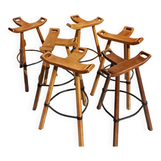 Set of six brutalist stools