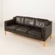 Vintage black leather sofa by Mogens Hansen, Deanmark 1970s