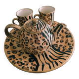 Leopard tiger print coffee service