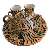 Leopard tiger print coffee service