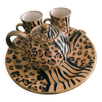 Leopard tiger print coffee service