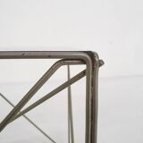Rare metal and glass side table by Max Sauze, Isocele, France 1960's