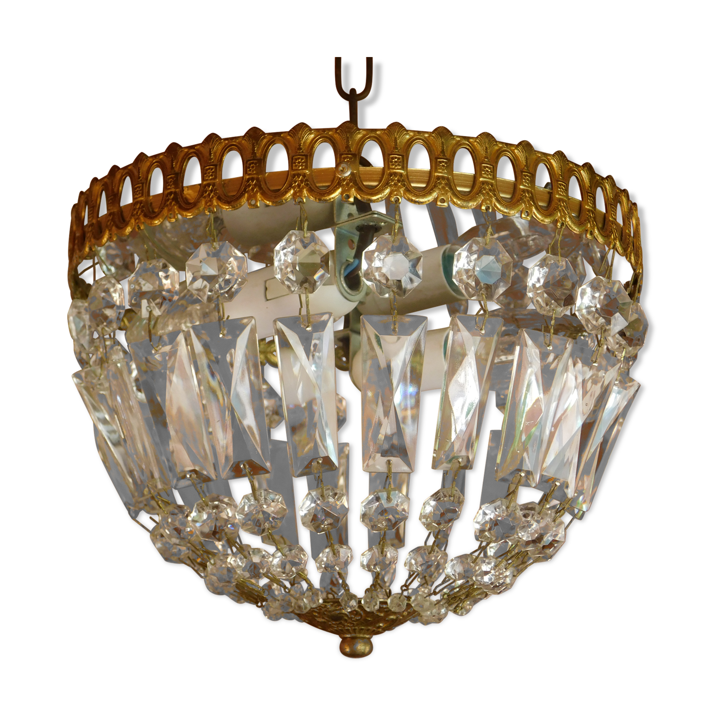 Lustre pampilles corbeille