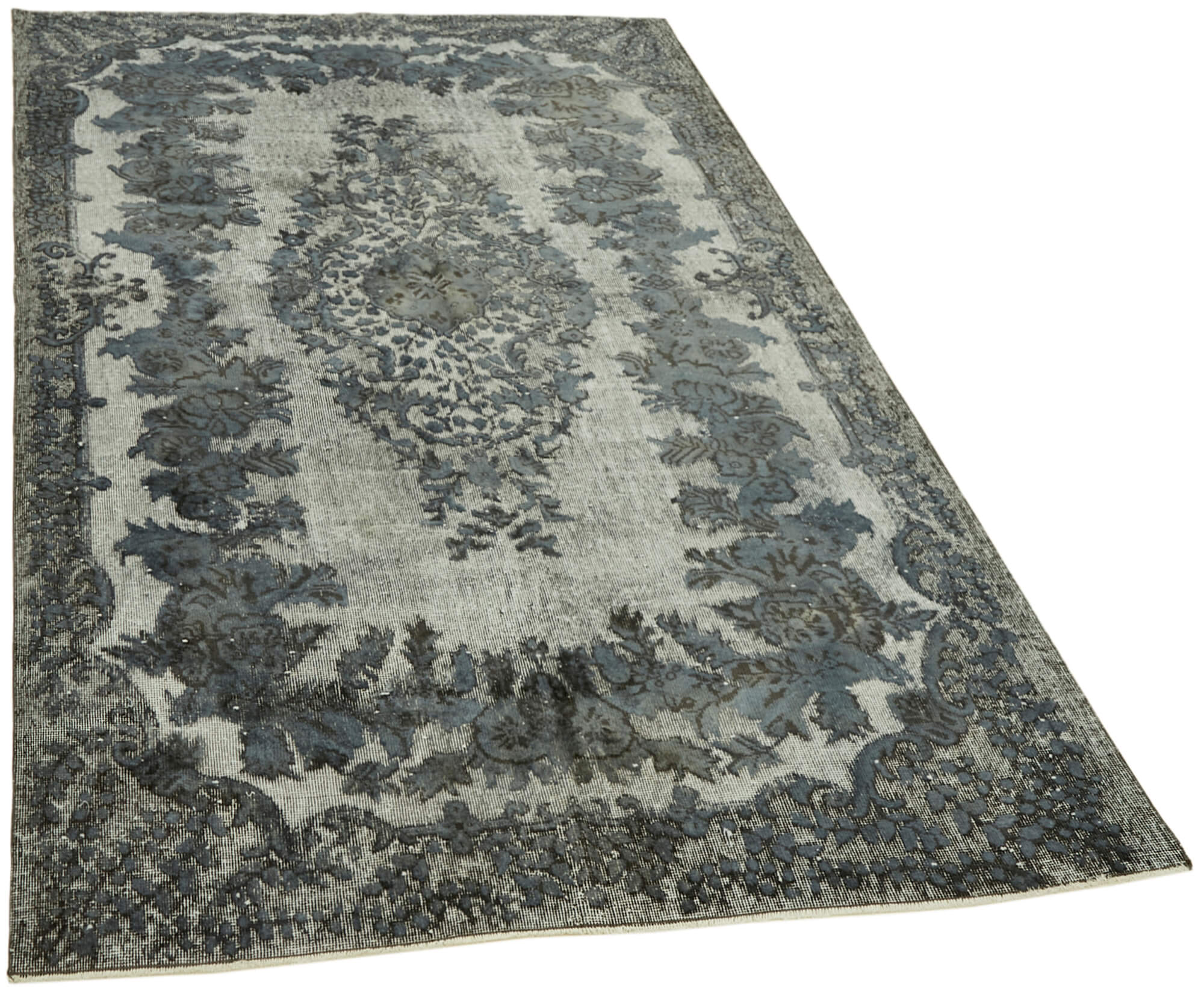 Tapis fait à la main turc contemporain des années 1970 181 cm x 288 cm tapis gris