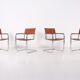 4 Matteo Grassi leather cogna cantilever armchairs