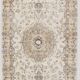 Vintage Turkish rug in beige and brown with floral medallion, 192 × 294 cm