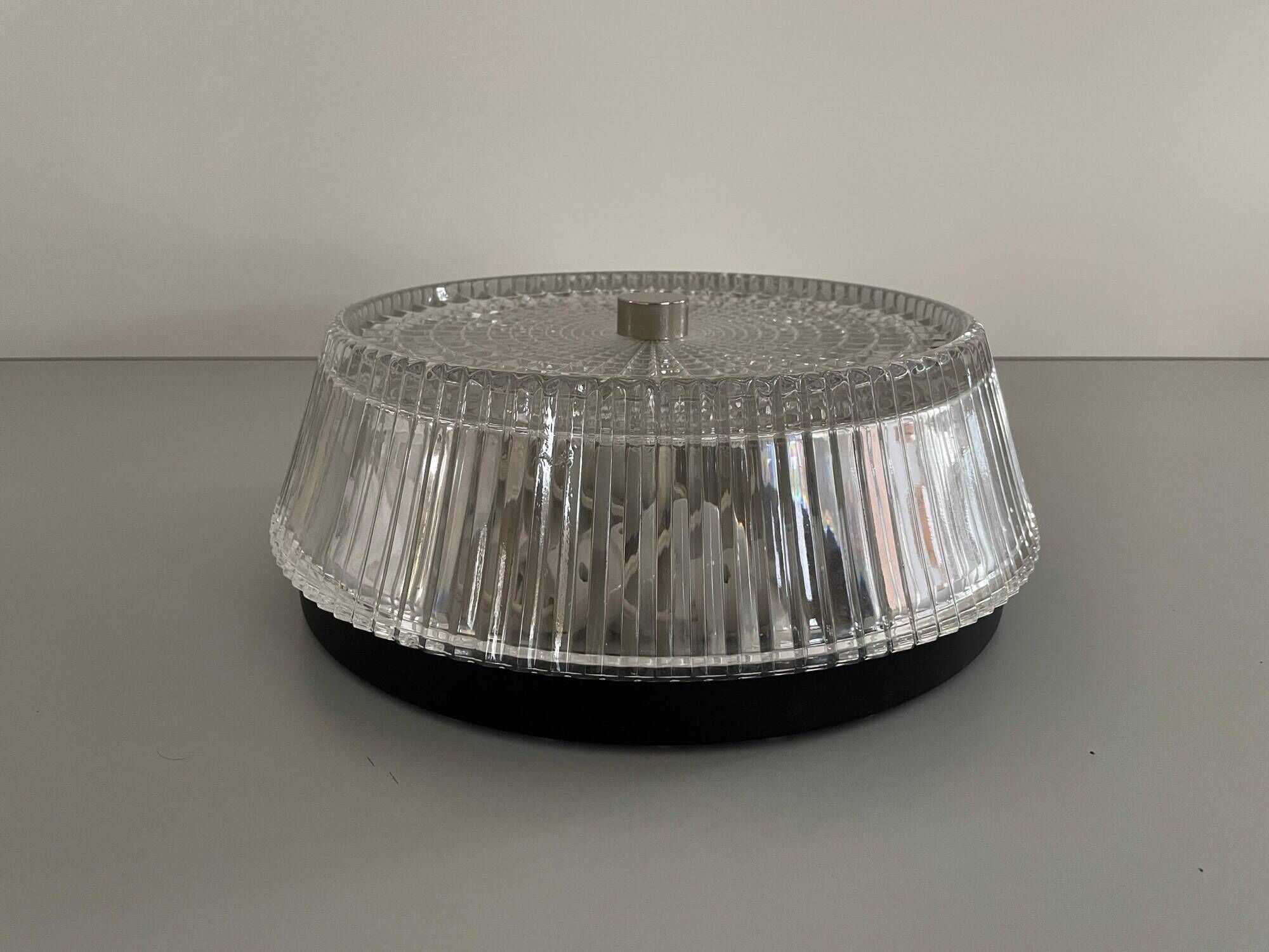Flush mount crystal glass ceiling light from the mid-century, 1960s, Germany