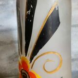 Painted frosted glass Art Deco vase