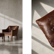 Vintage Mid-Century Danish Modern Lounge Leather Chair & Ottoman Model 2207