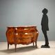 Commode ancienne baroque en noyer et marbre, Italie, XXe siècle