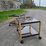 Coffee table golden black and Erard smoked glass