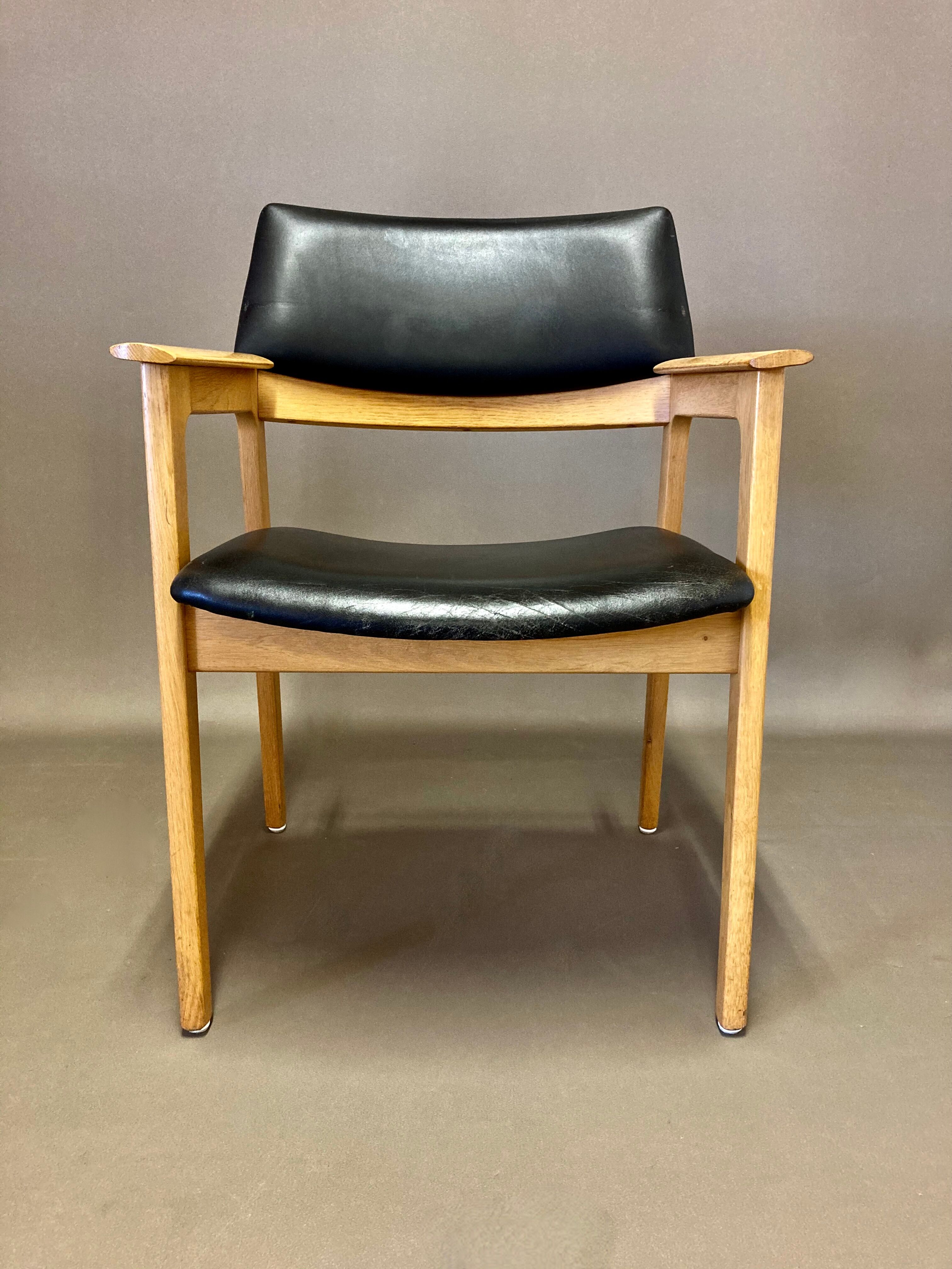 Black leather armchair scandinavian design 1950