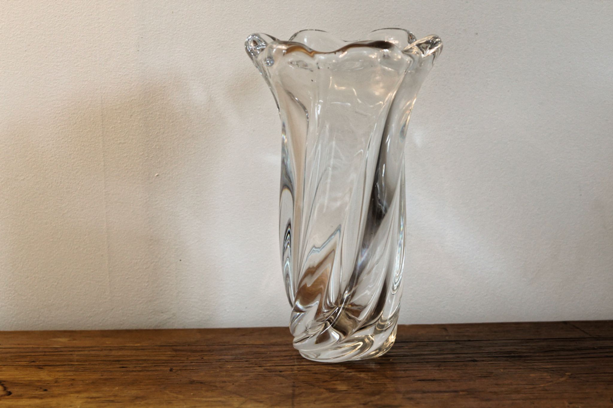 Twisted crystal vase, signed