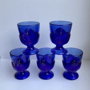 Set of 5 shells model hens in glass color royal blue 70s
