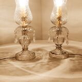 Pair of cut glass table lamps, France, 1950s