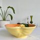 Large vintage salad bowl slip apple shape hand painted earthenware