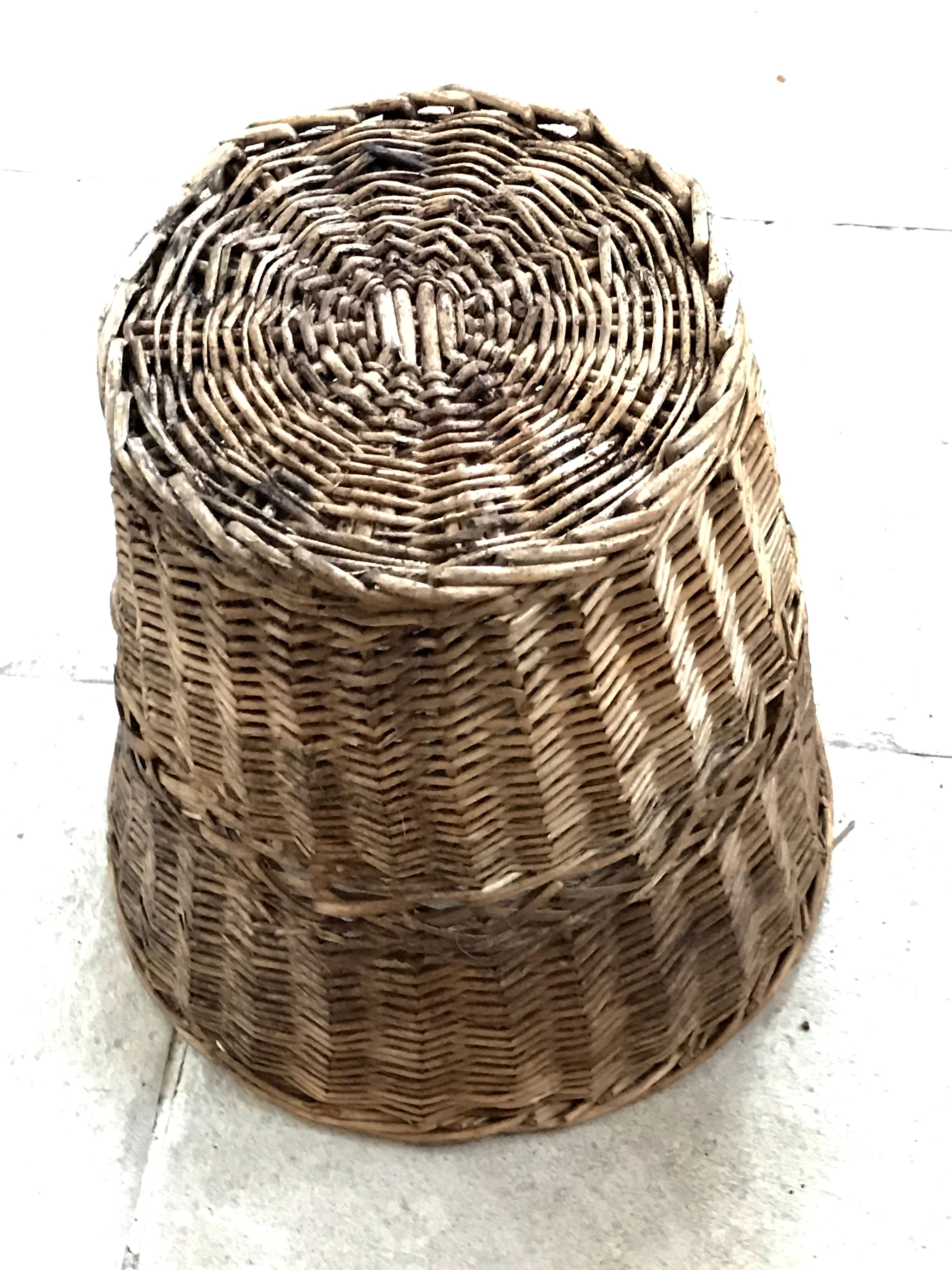 Wicker wastebasket