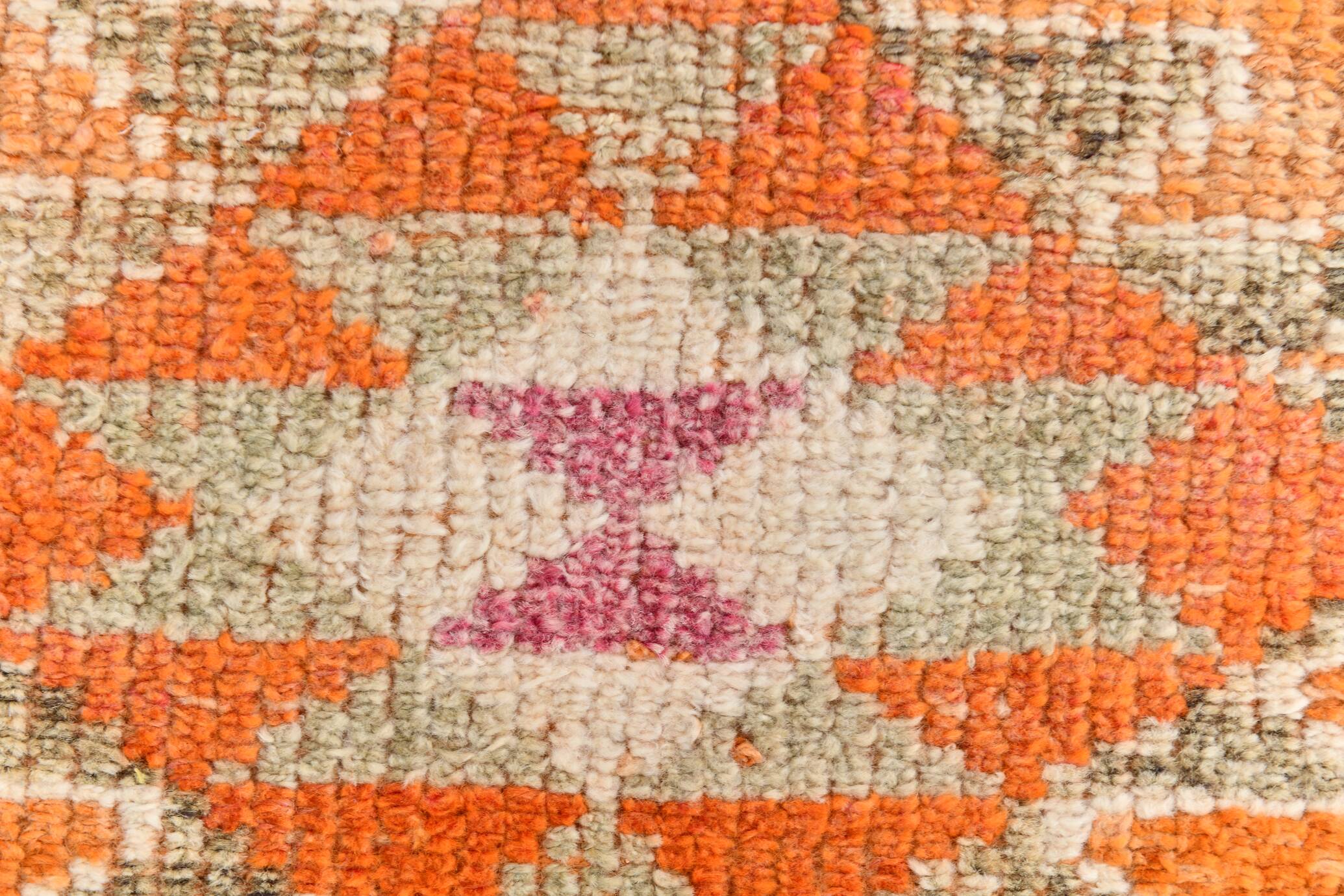 3x12 Soft Orange & Pink Handwoven Geometric Pattern Turkish Runner,87x352Cm