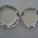2 Old earthenware dinner plates 2263 Badonviller empire green PARIS