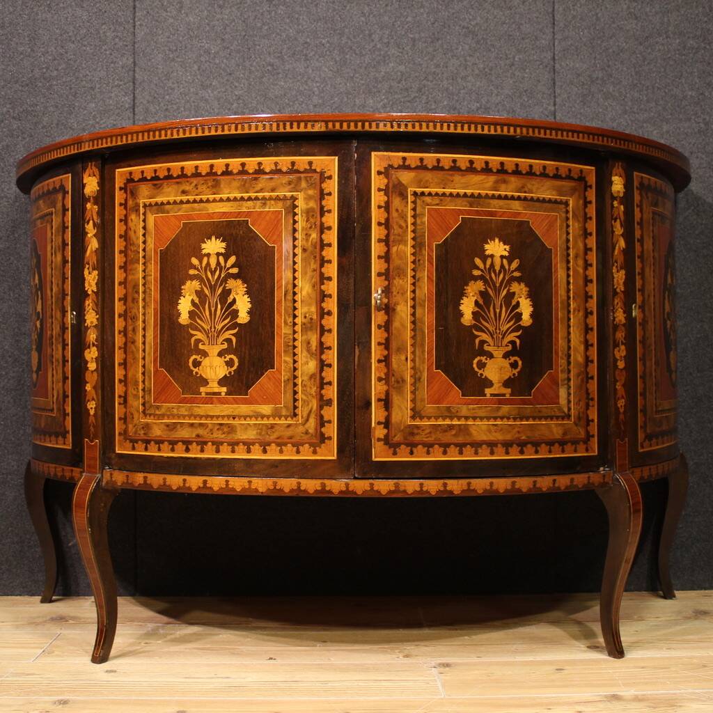 20th Century Inlaid Half Moon Sideboard