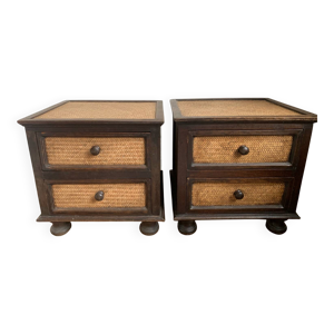 Tables de chevet Bois rotin