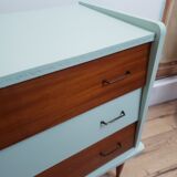 Vintage wood and blue chest of drawers