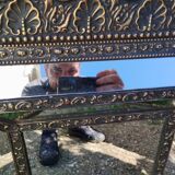Miroir en cuivre repoussé ancien époque Napoléon III