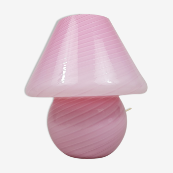 Lamp glass of Murano Venini spiral pink and white