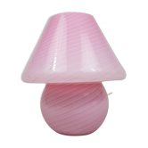 Lampe en verre de Murano Venini spirale rose et blanche