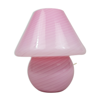 Lamp glass of Murano Venini spiral pink and white