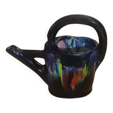 Petit pichet arrosoir vintage en céramique émaillée flammée - Années 6