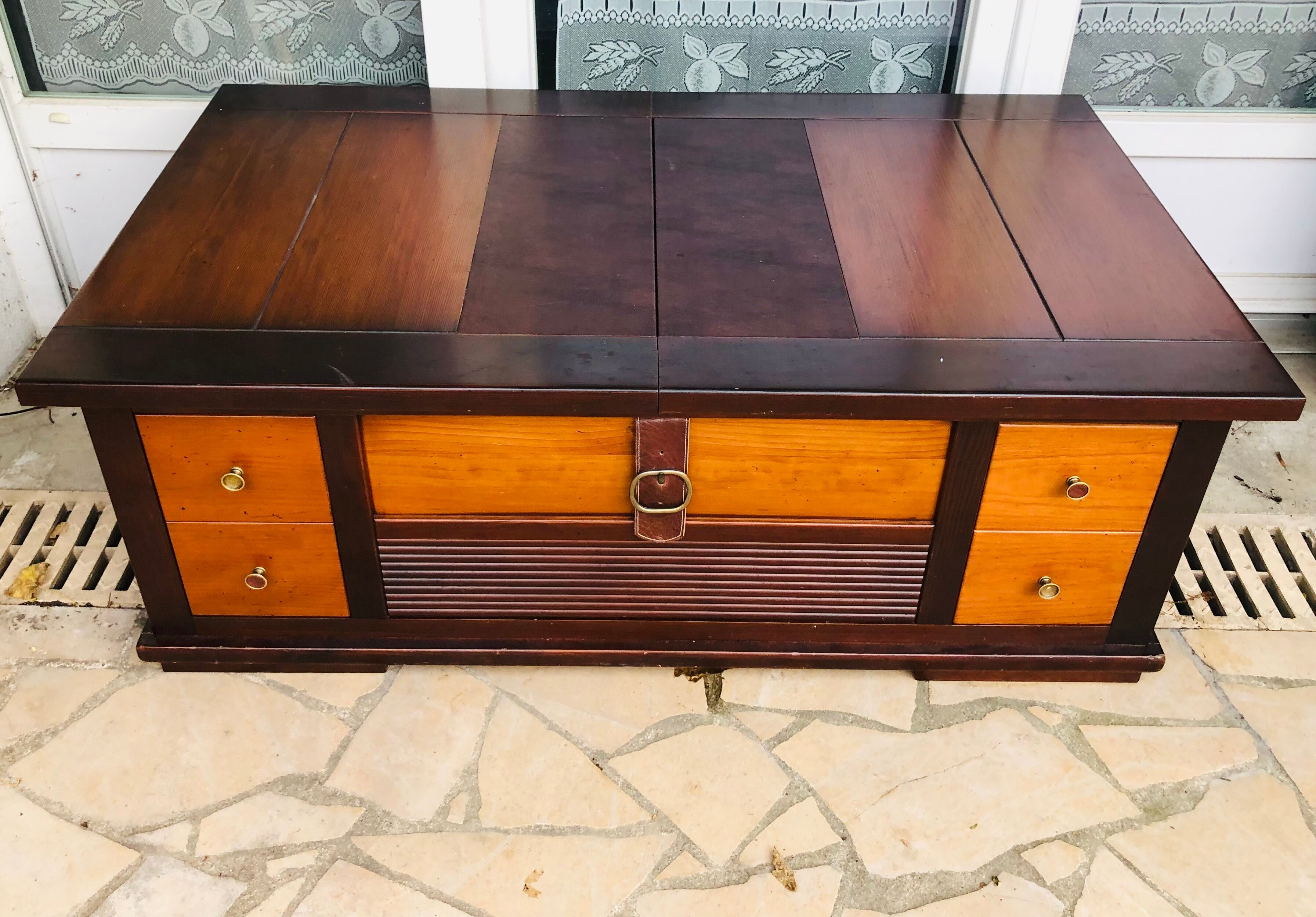 Wooden coffee table with interior niche