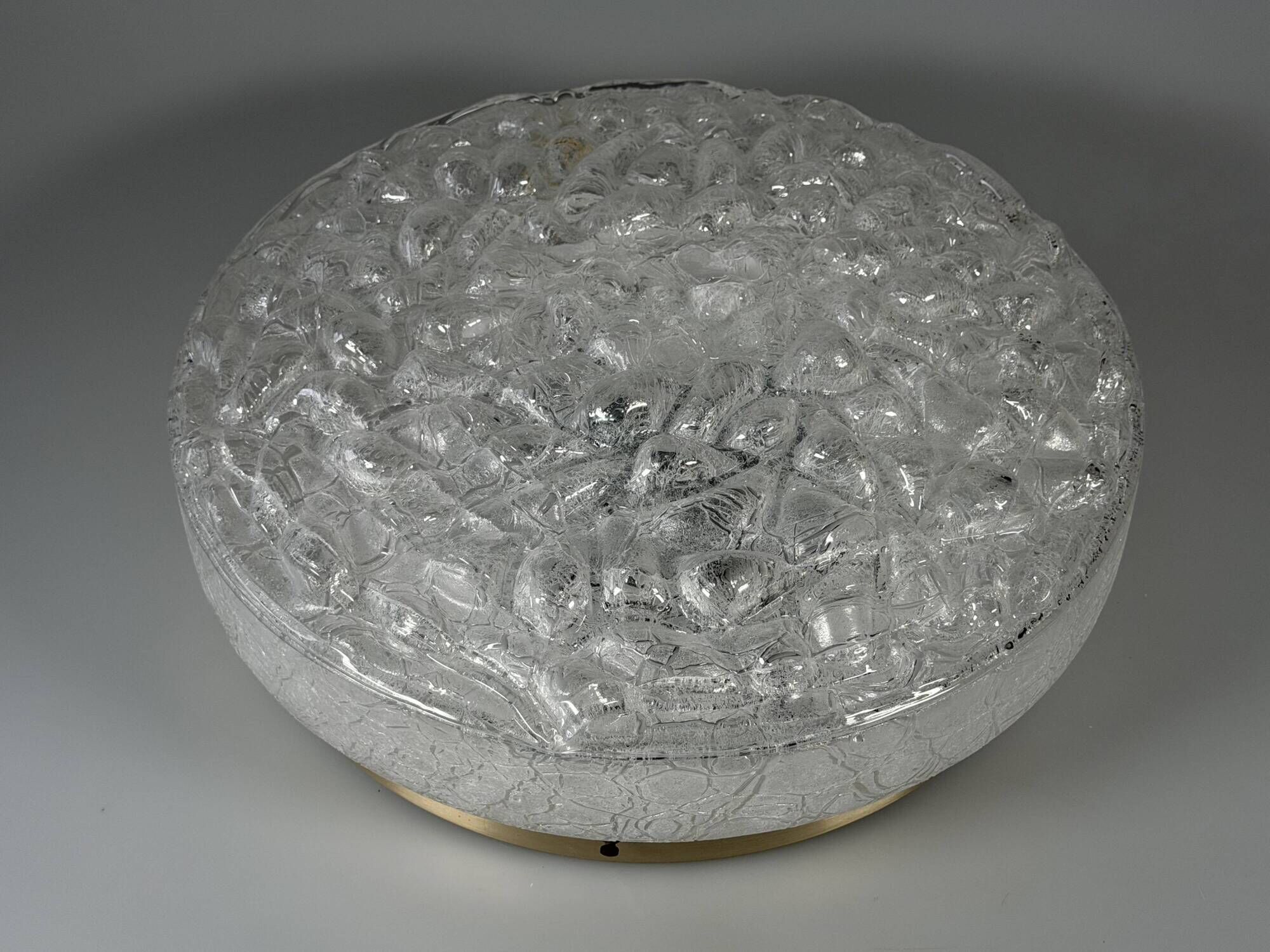 1960s 1970s Ceiling Lamp Ice Glass Doria Germany Space Age Design