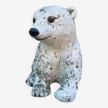 Reconstructed stone garden statue polar bear 1980s