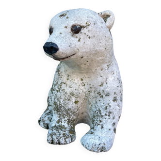 Statue de jardin en pierre reconstitué ours polaire 1980s
