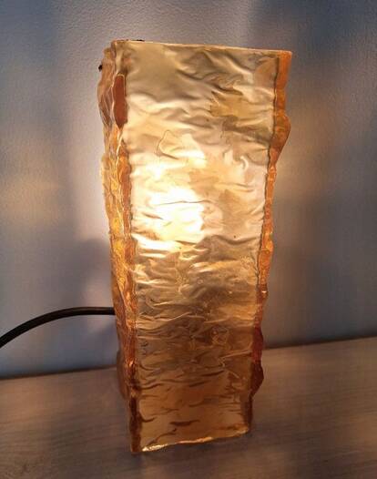 Amber molded glass wall lamp, 1960-70