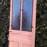 Porte d’entrée ancienne en chêne vitrée grilles en fonte 1925