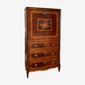 Secretary in veneer wood and walnut period transition xviii eme century